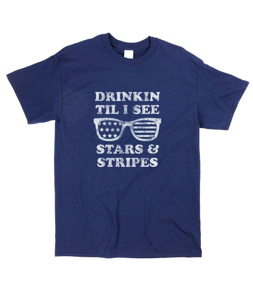 Drinkin Til I See Stars and Stripes 4th Of July Party Shirt